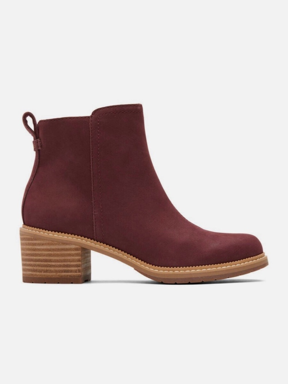 New Toms Burgundy Leather Marina Ankle Boots